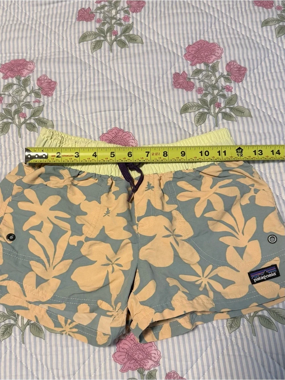 Patagonia Kids Floral Shorts in Yellow, Orange & Blue-Green